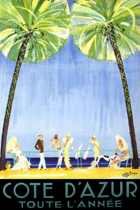 Côte d’Azur | Vintage French Beach Fashion and Summer Travel Art Poster