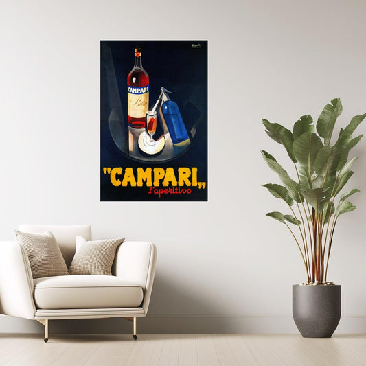 Campari Aperitivo | Vintage Italian Liquor Advertisement with Bottle Poster