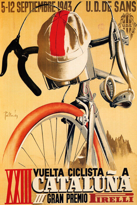 Pirelli Catalunya 1943 | Spanish Bicycle Race Vintage Tour Poster
