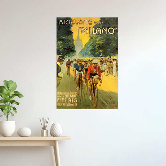 Biciclette Milano | Vintage Italian Cycling Race Advertisement Poster