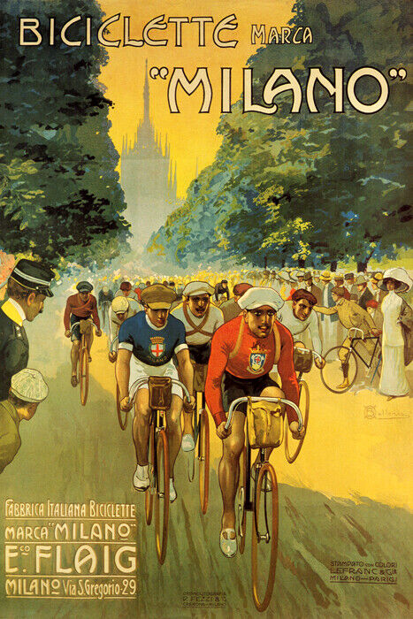Biciclette Milano | Vintage Italian Cycling Race Advertisement Poster