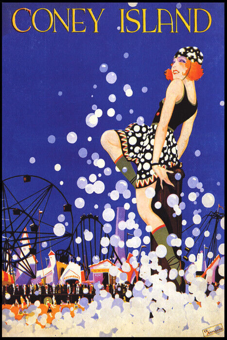 Coney Island | Vintage Luna Park Brooklyn NY Beach Entertainment Poster