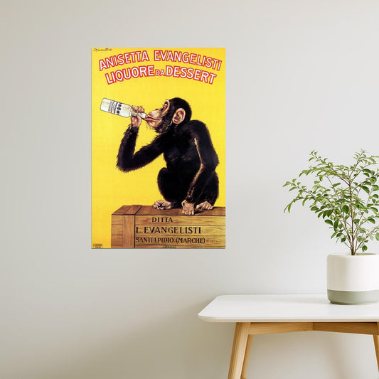 Anisetta Evangelisti | Vintage Italian Dessert Liquor with Monkey Poster