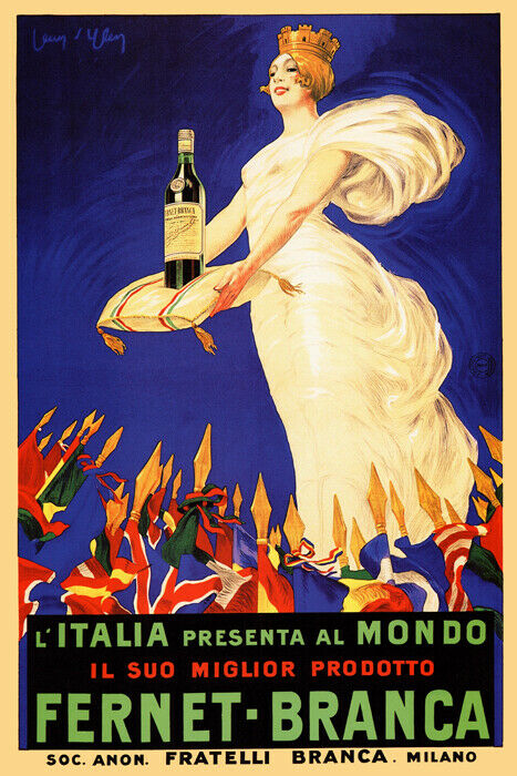 Fernet Branca | Vintage Italian Liquor Poster with Queen Figure Poster