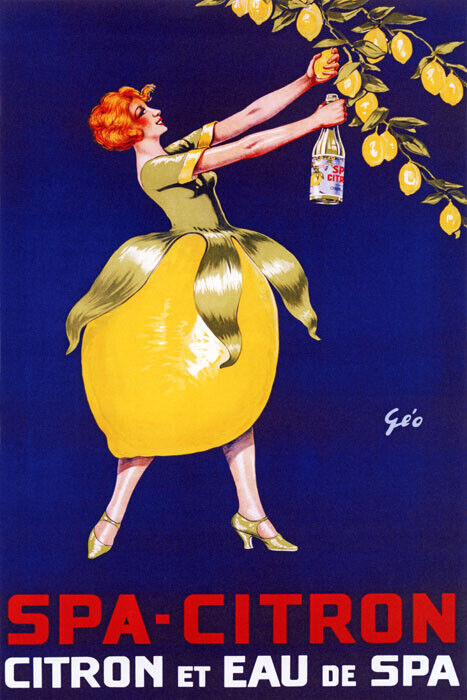 Spa-Citron | Vintage Lemon Drink Ad with Woman in Citrus Skirt Poster