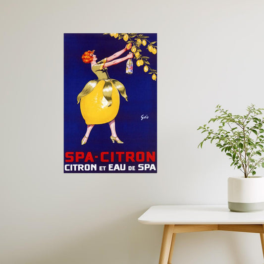 Spa-Citron | Vintage Lemon Drink Ad with Woman in Citrus Skirt Poster