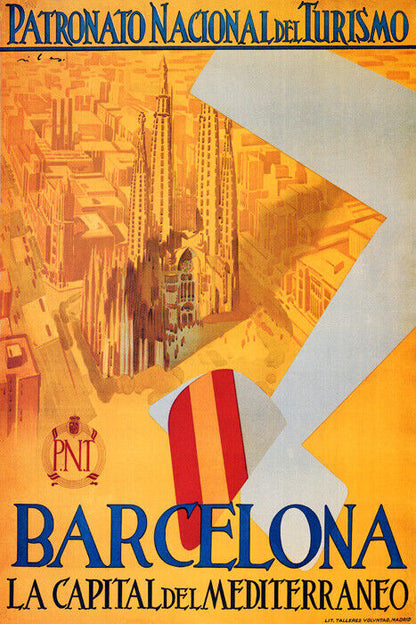 Barcelona Spain | Vintage Mediterranean Travel Poster