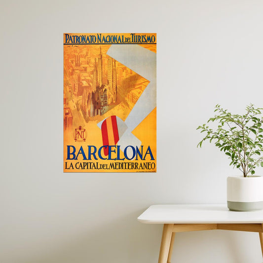 Barcelona Spain | Vintage Mediterranean Travel Poster