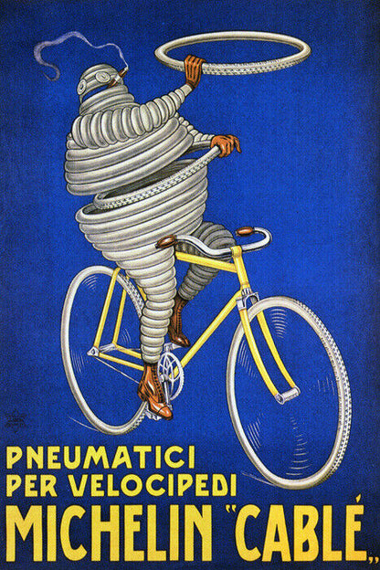Michelin Tires | Vintage Italian Bicycle Ad with Cable Man Poster