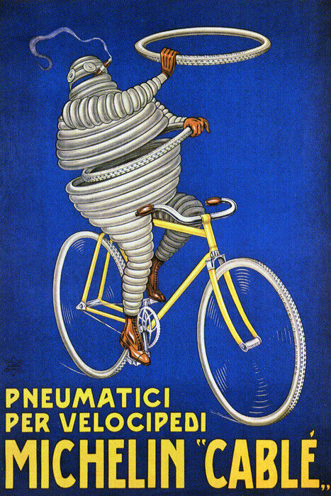 Michelin Tires | Vintage Italian Bicycle Ad with Cable Man Poster