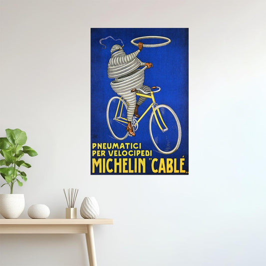 Michelin Tires | Vintage Italian Bicycle Ad with Cable Man Poster