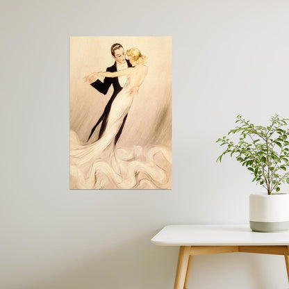 Couple Ballroom Dance | Vintage Waltz Illustration by Louis Icart Poster