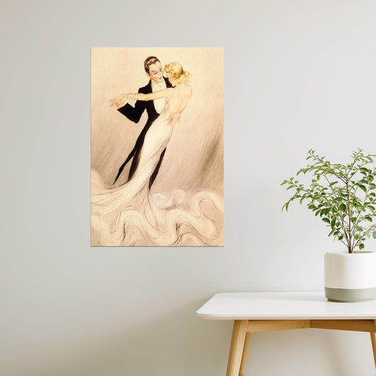 Couple Ballroom Dance | Vintage Waltz Illustration by Louis Icart Poster