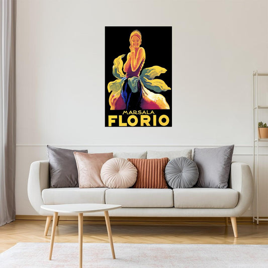 Marsala Florio | Vintage Italian Aperitif Ad with Seated Woman Poster