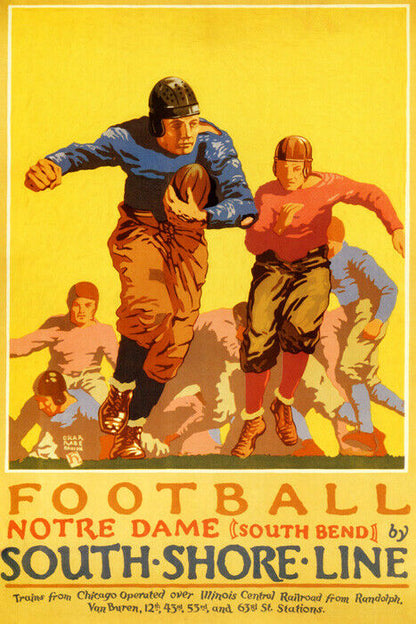 Notre Dame Football | Vintage American College Sport Poster Chicago