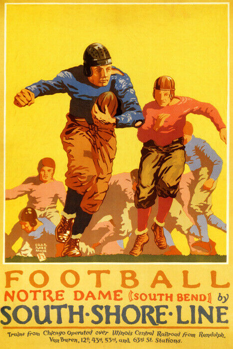 Notre Dame Football | Vintage American College Sport Poster Chicago