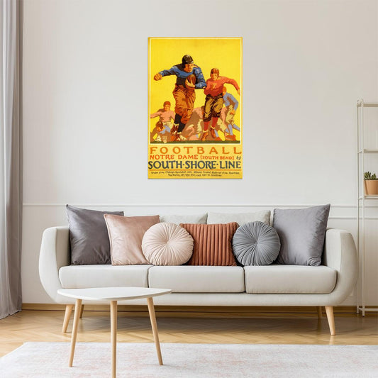 Notre Dame Football | Vintage American College Sport Poster Chicago