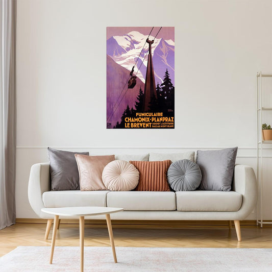 Chamonix Planpraz | Vintage French Ski Lift and Mountain Travel Poster