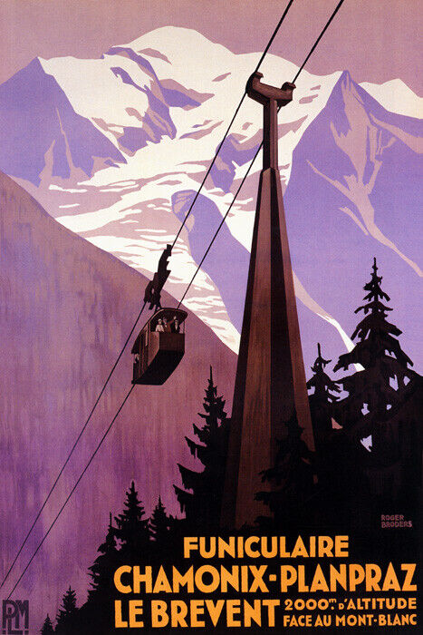 Chamonix Planpraz | Vintage French Ski Lift and Mountain Travel Poster