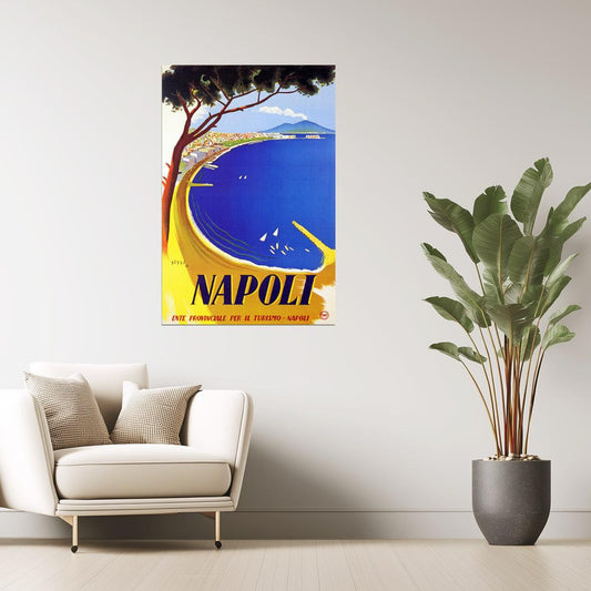 Napoli Coast | Vintage Italian Beach and Ocean Travel Advertisement Poster