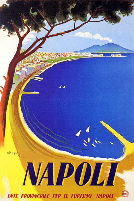 Napoli Coast | Vintage Italian Beach and Ocean Travel Advertisement Poster