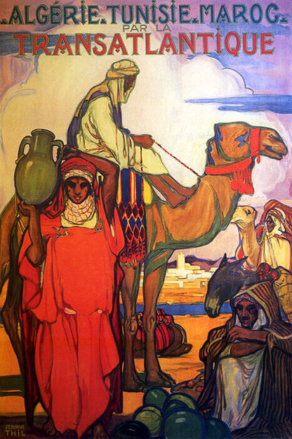 Transatlantic Algeria Tunisia Morocco | Vintage Camel Travel Poster