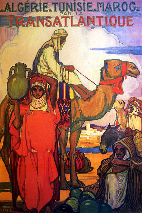 Transatlantic Algeria Tunisia Morocco | Vintage Camel Travel Poster