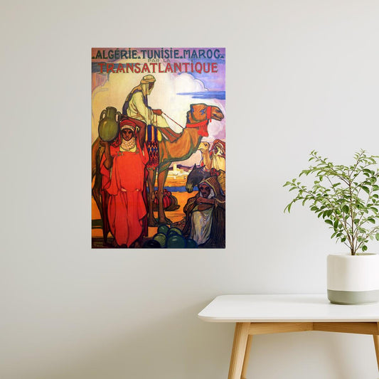 Transatlantic Algeria Tunisia Morocco | Vintage Camel Travel Poster