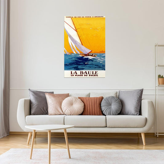 La Baule | Vintage French Sailboat and Beach Travel Advertisement Poster