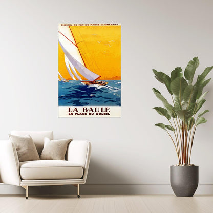 La Baule | Vintage French Sailboat and Beach Travel Advertisement Poster