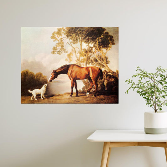 Bay Horse and Dog | Classic Art Print by George Stubbs Poster