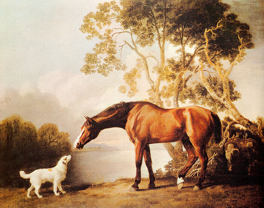 Bay Horse and Dog | Classic Art Print by George Stubbs Poster