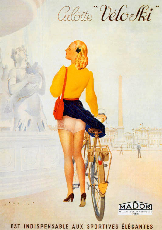 Culotte Veloski | Vintage French Cycling Poster with Woman in Underwear Poster