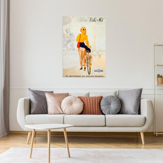 Culotte Veloski | Vintage French Cycling Poster with Woman in Underwear Poster