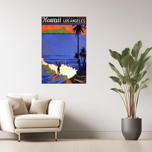 Hawaii Travel | Vintage Los Angeles Surf and Beach Tourism Poster