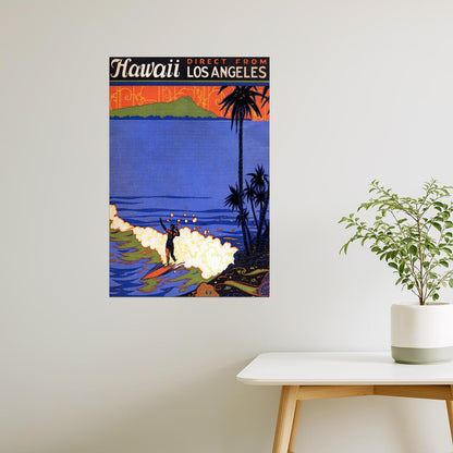 Hawaii Travel | Vintage Los Angeles Surf and Beach Tourism Poster