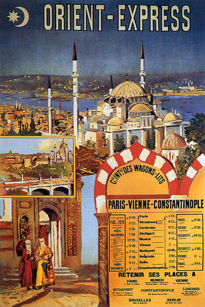 Orient Express | Vintage Train Travel Poster with Istanbul Mosque View