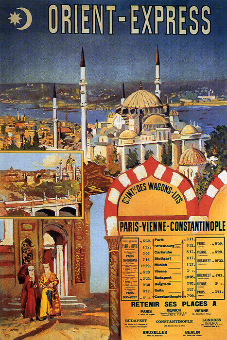 Orient Express | Vintage Train Travel Poster with Istanbul Mosque View