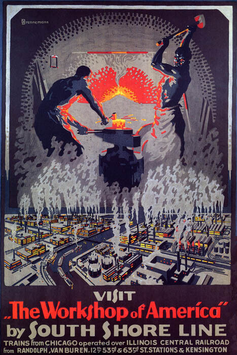 Workshop of America | Vintage South Shore Line Steel Industry Poster