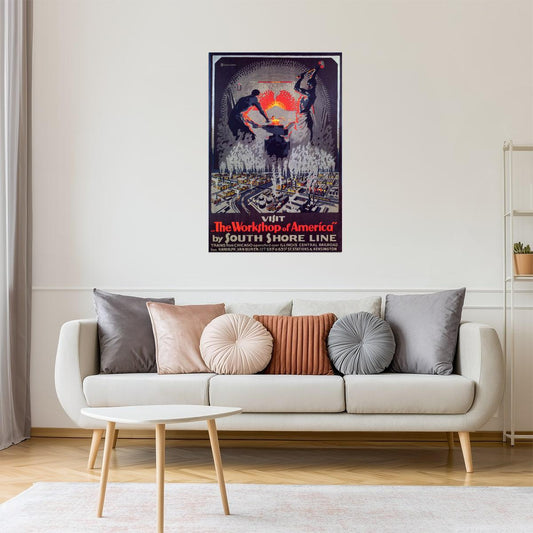 Workshop of America | Vintage South Shore Line Steel Industry Poster