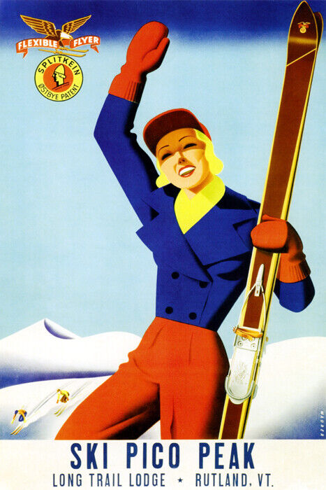 Ski Pico Peak | Vintage Vermont Winter Sports Poster Rutland Lodge Poster