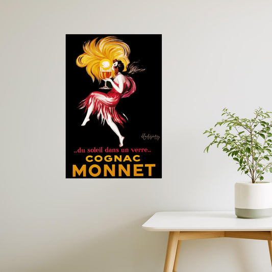 Cognac Monnet | Vintage Cappiello Poster with Woman and Sunset Hair Poster