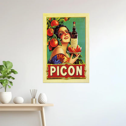 Picon Amer | Vintage French Aperitif Poster with Woman and Orange Poster