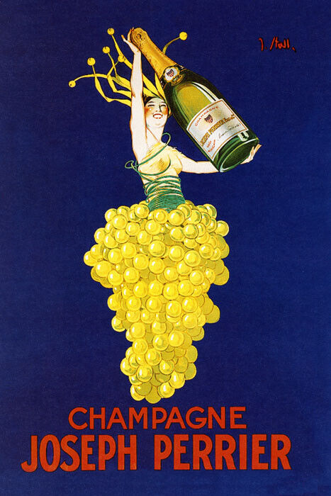 Joseph Perrier Champagne | Vintage French Cappiello Poster with Grapes Poster