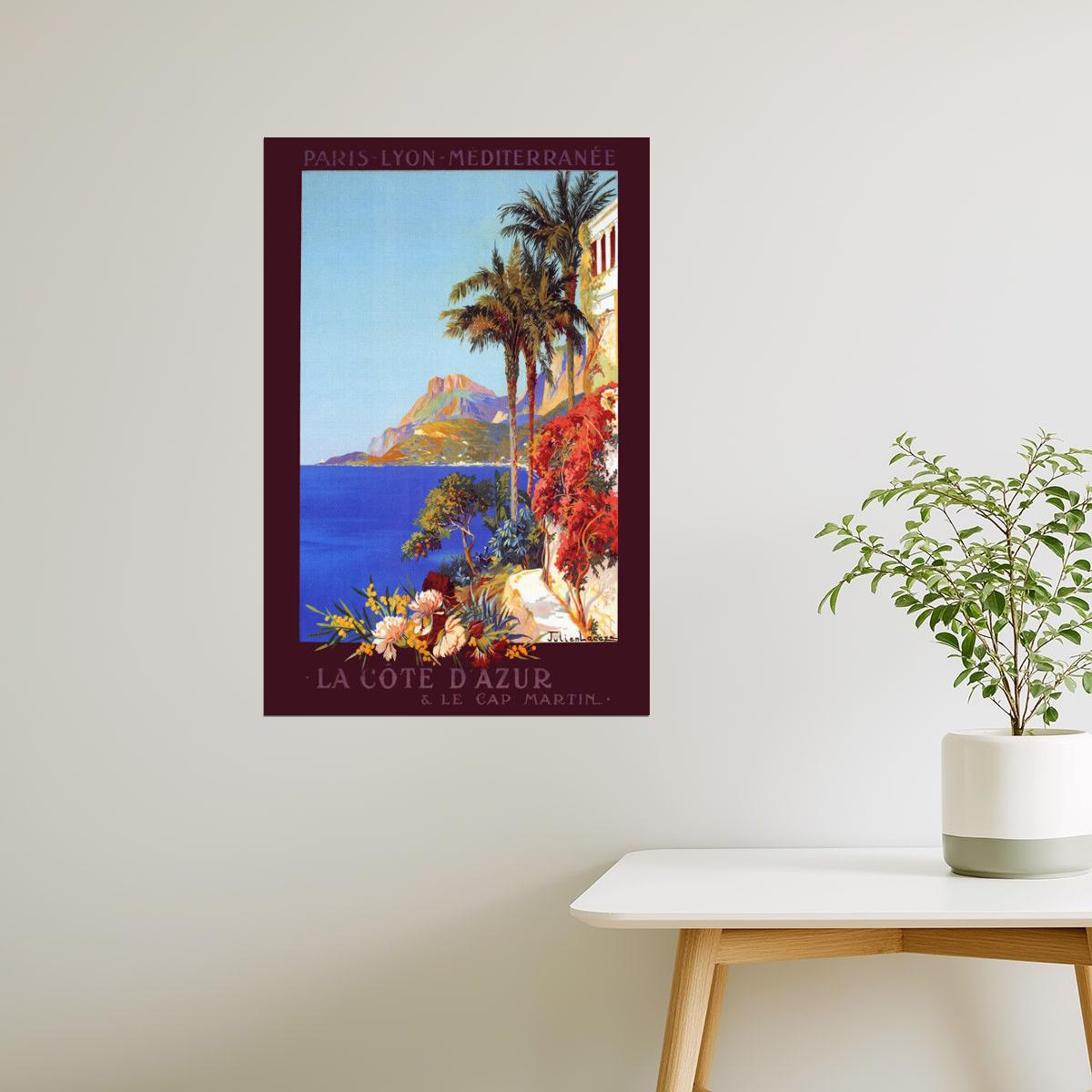 Côte d’Azur Cap Martin | Vintage French Mediterranean Travel Poster