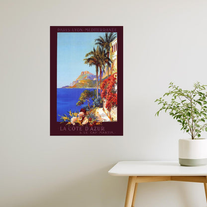 Côte d’Azur Cap Martin | Vintage French Mediterranean Travel Poster