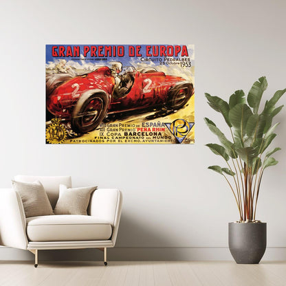 1953 Barcelona Grand Prix | Vintage European Racing Car Event Poster