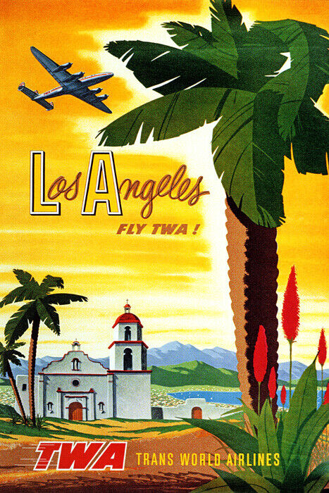 Los Angeles TWA | Vintage California Airline Travel Poster