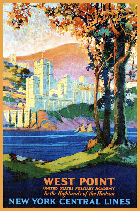 West Point NY | Vintage Travel Poster of Military Academy on Hudson