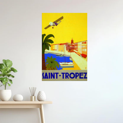 Saint-Tropez | Vintage French Travel Poster with Beach and Sailboat